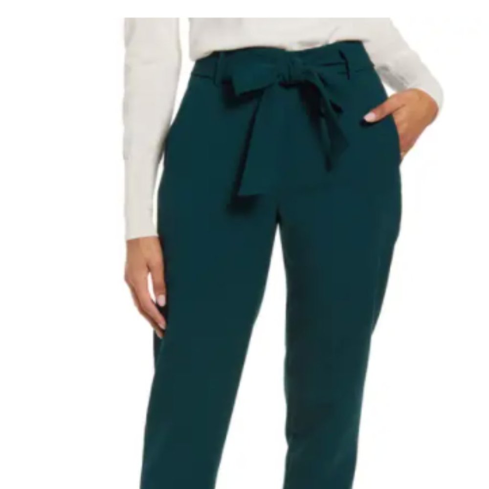 Tie Waist Twill Ankle Pants